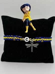 2pcs Geometric Dragonfly Button Letter Geometric Bracelet Set, Woven Resin Metal, Unisex, Suitable For Couples, Friends, Fashion Party, Daily Outfit, Party Accessories - Multicolor - View 2