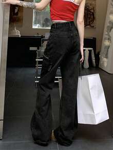 Women's Casual Loose Cargo Denim Pants