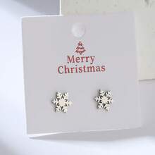 1 Paar Edelstahl Lebkuchenmann Ohrringe, Schneeflocken Ohrringe, Weihnachtsbaum Ohrringe, Kartenverpackung, Weihnachtsgeschenke