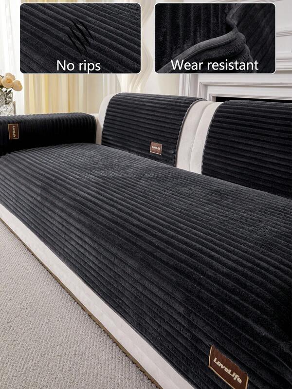 1pc Thick Plush Sofa Cushion Cover, Non-Slip Sofa Protector, Dust-Proof And Dirt-Resistant, Machine Washable, Pet-Friendly, Suitable For Bedroom, Office, Living Room, L-Shaped Sofa And 1/2/3/4 Seater, All Season
