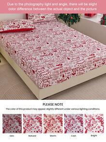 1 buah Sprei Fitted Motif Tulisan Natal, Mudah Pas untuk Kasur Tebal 9-12 Inci, Lembut, Tahan Kerut, Bernapas dan Nyaman, Cocok untuk Berbagai Ukuran Kasur, Dapat Dicuci dengan Mesin. Sprei Fitted Dekorasi Natal yang Bergaya, Penting untuk Kamar Tidur dan Asrama - MultiWarna - View 6