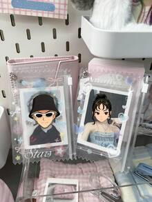 1pc Romantic Butterfly & Snowflake Design PVC Zipper Bag, 3 Inch Instant Photo/ID Card Holder, Idol Fan Collection Display Storage Pouch