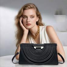 Bolso de mano de noche para mujer, tejido a mano, con asa superior, bandolera de hombro, estilo creativo, con diseño de fideos