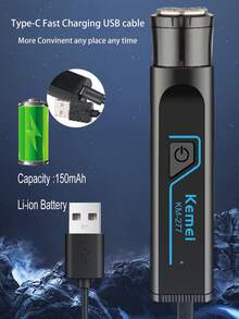 Kemei Trimmer elettrico per peli del naso KM-277, rimozione dei peli del viso, trimmer per peli del naso mini, tosatore portatile indolore, rimozione dei peli della parte superiore del labbro, rimozione dei peli intimi del bikini 3 in 1, trimmer per sopracciglia elettrico ricaricabile USB, rimozione dei peli del viso mini portatile