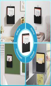 2 Pack Magnetic File Holder - Paper Holder, Pocket Organizer,Hanging Wall File Organizer Office Supplies Storage, Magazine Mail Organizer Case For Notebooks,Planners,Letter (Black) - MàuD - Xem 6