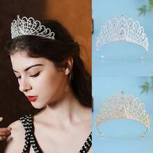 1 Peça Acessório de Coroa Feminina com Padrão Xadrez, Simples, porém Elegante. Confeccionado em Liga de Zinco Durável com Aplicações de Strass, Perfeito para Ocasiões Formais, Casamentos e Trajes de Festa.