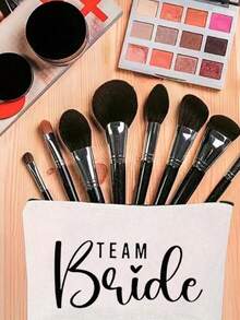 Bride Printed Zipper Cosmetic Bag, Bachelor Party Wedding Travel Toiletry Storage Pouch, Portable Makeup Bag, Multifunctional Bag, Travel Makeup Bag, Letter Pattern Zipper Storage Bag, Zipper Handbag, Fashion Multifunctional Cosmetic Bag, Mother's Makeup Bag, Valentine's Day Gift, Women's Interesting Letter Pattern Printed Gift, Ladies Cosmetic Bag, Cute Birthday Friendship Gift, Gift For Best Friend, Bridal Memento, Makeup Room Decor,Makeup Bag,Travel Essential - Multicolor - View 3