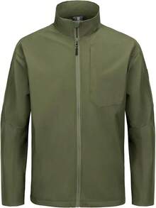 Men's Golf Windbreaker Lightweight Jacket Warm Fleece Lined Water-Resistant Zip Up Winter Coat Jacketshalloween - 橄欖綠 - 查看 1