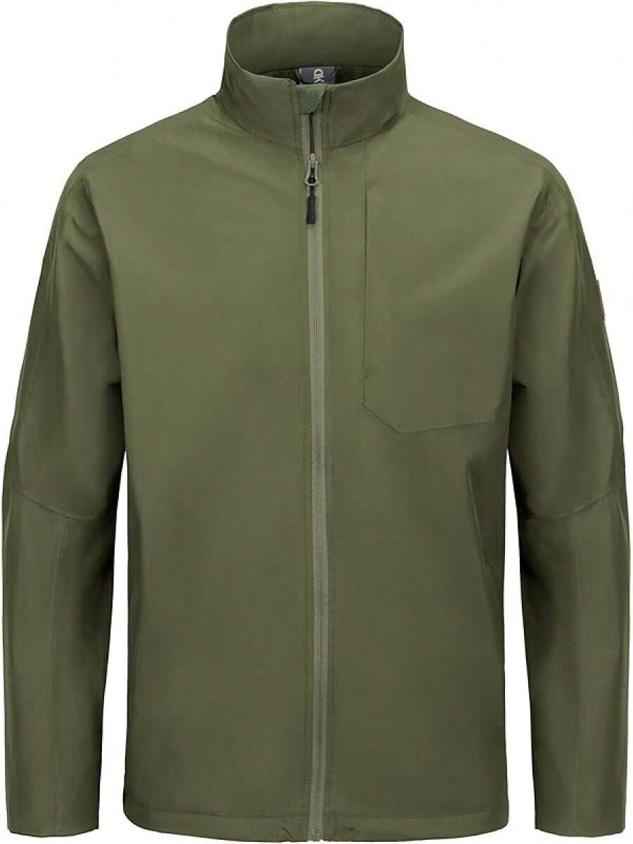 Men's Golf Windbreaker Lightweight Jacket Warm Fleece Lined Water-Resistant Zip Up Winter Coat Jacketshalloween - 橄欖綠 - 查看 1