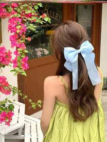 1个芭蕾舞风格长蝴蝶结发夹，时尚可爱，适合日常舞蹈、日常生活和旅行佩戴。日常发夹，学院风，优雅，蝴蝶结，女士发饰，发夹 - 彩色 - 查看 7