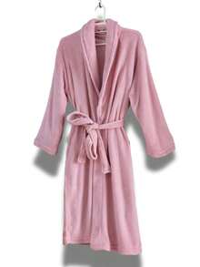 Soft Fleece Bathrobe With Bow, Size M And L - Hoa hồng - Xem 6