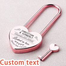 1 pieza, Candado personalizado grabado, un regalo de San Valentín personalizado para él, un candado de amor único, el primer regalo de San Valentín, regalo de San Valentín para el esposo, caja de regalo con candado y llave. Candado de viaje personalizado - Multicolor - Ver 8