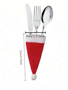 20 piezas/10 piezas/1 pieza Portacubiertos con sombrero de Navidad, Portacubiertos de tela no tejida de Papá Noel en miniatura, Decoraciones para paletas y botellas de vino, Decoración de mesa para fiestas de Navidad, Acción de Gracias y otras ocasiones festivas, Navidad