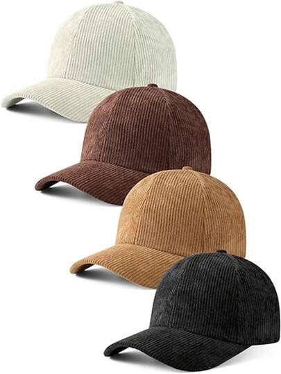1pc Unisex Multi-Color Striped Corduroy Baseball Cap, Suitable For Daily, Outdoor, Street, Sports Use