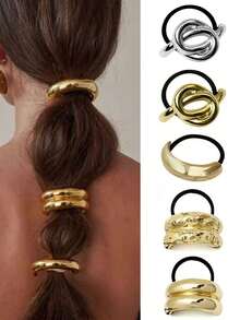 5 eleganckich metalowych gumek do włosów w geometryczne wzory, gumki do włosów, modne akcesoria do włosów, uniwersalne, odpowiednie na Dzień Matki, powrót do szkoły, Święto Dziękczynienia, Boże Narodzenie, Nowy Rok, Walentynki, święta karnawałowe, gumki do włosów, gumki do włosów, gumki do włosów, gumki do włosów, gumki do włosów, gumka do włosów