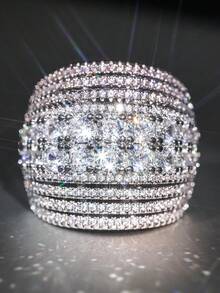 1 chiếc nhẫn đá Cubic Zirconia cổ điển, kiểu dáng nữ, thích hợp cho đám cưới, lễ đính hôn, kỷ niệm, tiệc tùng và các dịp khác, cũng có thể dùng làm nhẫn hoặc quà tặng ngày Valentine. - 5 # - Xem 22