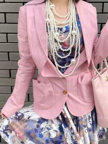 1 Set Women's Fashionable Exaggerated Pearl Decor Necklace, Long Body Chain, Earrings Suit, Elegant Accessories Necklace Round Bead European And American Pearl Necklace New Exaggerated Multi-Layer Collarbone Fashion Retro Versatile Temperament Sweater Jewelry - Pearl Long Necklace Set - View 6