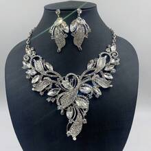 3PC Exaggerated Oil Painting Necklace Earrings Set Dress Bride Banquet Accessories Set - 04-1819 Red - View 5