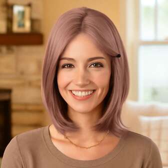 ​Women's Black Bob Middle Part Straight Wig - High Quality High Temperature Synthetic Fabric, Easy Button Mesh Hat, Stylish Style To Suit All Face Shapes - Give You Confidence Every Day For Party Halloween Daily Cosplay Wear