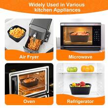 1个迷你硅胶空气炸锅内衬，可重复使用的硅胶空气炸锅篮，空气炸锅配件，厨房用品，可替代一次性烘焙纸（本产品并非通用型号，尺寸较小。产品材质较软，折叠发货，回弹速度较慢。购买前请确认产品尺寸是否合适。） - 彩色 - 查看 8