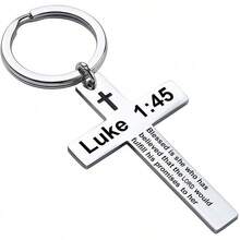 Ldurian Bible Verse Keychain Christian Cross Keychain For Women, Cross Key Chain For Men Religious ScriptureChristmas - Luck 1:45 - View 1