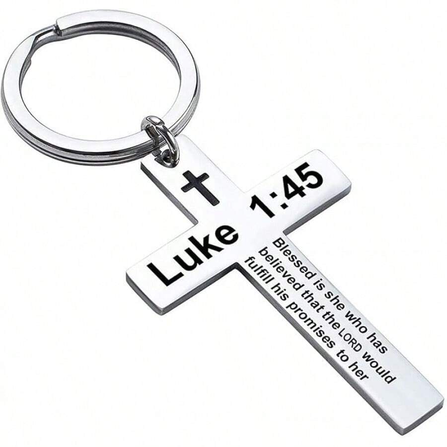 Ldurian Bible Verse Keychain Christian Cross Keychain For Women, Cross Key Chain For Men Religious ScriptureChristmas - Luck 1:45 - View 1