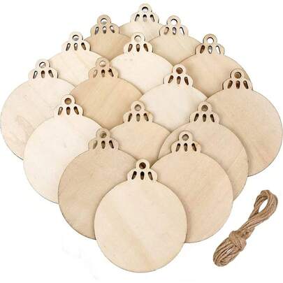 20 Pieces Christmas Wooden Baubles Round Wood Slices Wood Disc Hanging Ornaments Baubles For DIY Crafts Christmas Tree Decoration Christmas Decorations Winter Room Decor Christmas Decorations Home Christmas Gifts Christmas Decor