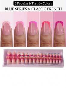 150Pcs Short Square French Gel Nails, Light Pink Deep French Tip Press On Nails, Soft Gel Acrylic Nail Extensions, Manicure Kit Women & Girls - Nhiều màu 6 - Xem 2