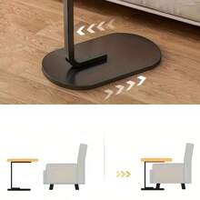 Multi-Functional C-Shaped Side Table, With A Sturdy Metal Frame, It Saves Space And Is Easy To Move. It Is A Compact Coffee Table Suitable For Decoration In Living Rooms And Bedrooms, And Also Suitable For Outdoor Use. It Is The Top Choice For Gifts Or Personal Use. - Black Bracket + Walnut Pattern - View 5