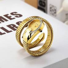 新款时尚休闲蛇形钻石女士石英表，日常佩戴和礼物，蛇形手表 - 彩色 - 查看 2