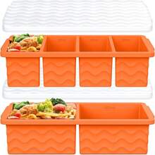 Silicone Freezer Molds For Soup With Lid, 1-Cup & 2-Cup Large Ice Cube Trays Food Storage Containers For Meal Prep, Freeze 250mL/125mL Portions – 2 Pack,21103490 - Màu Cam san hô - Xem 1