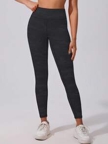 1pc Women's High Waist Butt Lifting Leggings, Tight Fit Workout Pants, Joggers, Cycling Tights, Activewear, Camouflage, High Elasticity, Soft Breathable, Moisture Wicking, Suitable For Gym Fitness, Yoga, Pilates, Outdoor, Casual, Sports, Running, Jogging, Exercise, Cycling, Tennis, Badminton, Soccer, Golf