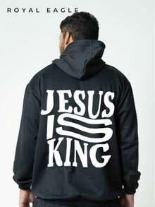 Jesus Is King  Sweatshirt (BACK) With Hood And Pocket Women's Men's Flannel Coat Unisex Winter Cold Cotton Blouse