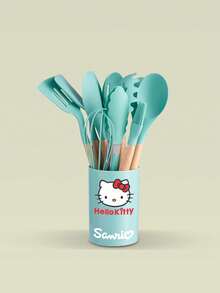 Sanrio مجموعة أدوات مطبخ سيليكون غير لاصقة مكونة من 12 قطعة، تتميز بمقابض مانعة للانزلاق باللونين الأسود والبني، تشمل مكشطة، خفاقة بيض، ملعقة، ملقط، ملعقة شوربة، مبشرة، ملقط، إلخ. مقاومة للحرارة وقوية، مناسبة لأدوات الطهي، مقاومة للخدش - مناسبة للخبز والقلي والغليان والبخار - هدية مثالية لعيد الميلاد وعيد الحب والتخرج والانتقال إلى منزل جديد