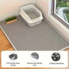 One Extra-Large Double-Layer EVA Cat Litter Mat Effectively Collects Litter, Easily Cleans, Reduced Waste, A Non-Slip, Washable Cat Cleaning Mat Suitable For Pet Toilets, Kennels, And Litter Boxes (Black, Light Gray, And Dark Gray, Essential For Litter Box Storage) (15.7" X 19.7" / 19.7" X 27.5" / 23.6" X 35.4") - Màu Xám nhạt - Xem 3