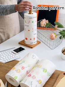 100 piezas/rollo Papel de cocina absorbente y grueso de estilo holgado para uso húmedo y seco, toallas de papel de cocina, accesorios de limpieza, toallas de papel absorbentes, toallas de papel a prueba de aceite para vajilla, papel de cocina, suministros de cocina, suministros para fiestas de Navidad, suministros de limpieza del hogar, adecuado para cocinas, restaurantes, fiestas, reuniones, viajes, regalos familiares, regalos para el hogar (patrón aleatorio) - Multicolor - Ver 3