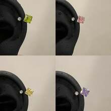 Cute Bow Love Titanium Steel Allergy-Proof Horseshoe Ring Ring Piercing Piercing Bone Nails Delicate Artificial Zirconia Earrings Y2K Punkgoth Jewelry Fashion Girl Piece