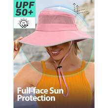For Women With Ponytail Hole, Protection UV UPF50+ Waterproof Fishing  Hiking Hat - Màu Hoa hồng đỏ - Xem 4