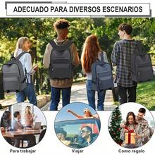 Mochila para Laptop Hombre, Mochila Impermeable, Mochila para Portátil de 15.6 Pulgadas, Mochila de Gran Capacidad para escuela, viajes, Negocios - Negro - Ver 2