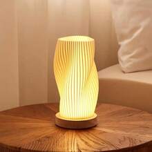 1pc Bedside Lamp With Wooden Base - Button Control Bedroom Table Lamp, Suitable For Living Room, Bedroom, Dorm, Office, Dimmable Nightstand Light