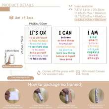 3 件/套帆布挂件，[没关系，我可以，3 张正能量语录海报或帆布印刷品，正能量语录海报，儿童教室励志墙贴，极简主义墙面装饰] 帆布墙艺术，时髦女孩艺术，励志语录艺术，家居装饰， - 彩色 - 查看 22