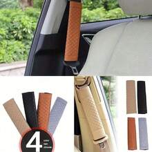 1 Pc Auto Shoulder Guard PU Leather Seat Belt Guard Gm Fashion Car Seat Belt Artificial PU Leather Car Seat Strap Pad Pad Cover Car Seat Belt Protector - A - View 3