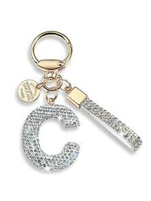 1 buc breloc nou cu 26 de litere cu stras, pandantiv personalizat drăguț, accesoriu pentru geantă de femei, breloc auto, breloc auto cu stras din aliaj, rucsac agățat decorare geantă cu suport de identificare accesorii auto brelocuri pentru geantă - Șampanie - Vizualizare 2
