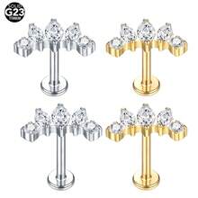 SWANJO 1件植入级钛金属内螺纹唇钉，弧形底座，镶嵌9颗立方氧化锆石，时尚耳钉，穿刺饰品 - TC070 - 查看 15