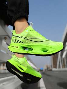 1 par de zapatos para hombres, zapatos para correr de hombres, zapatos deportivos de hombres, zapatos deportivos para exteriores, zapatos de hombres, zapatos deportivos de fitness, zapatos de tenis para adultos, zapatos de lujo para hombres, zapatos de tenis para hombres, zapatos deportivos de alta calidad, zapatos deportivos cómodos, zapatos con cordones y suela gruesa antideslizante, zapatos duraderos para hombres, zapatos deportivos premium de suela blanda, zapatos para correr en cancha, regalos escolares, zapatos deportivos casuales (patrón asimétrico) - Verde - Ver 5