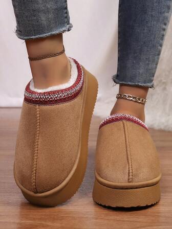 Ladies' Plush Solid-Color Slippers, Comfortable And Warm Indoor Household Slippers Made Of Artificial Fur, With Soft And Non-Slip Soles, Are Perfect Bedroom Shoes Suitable For Halloween Home Wear