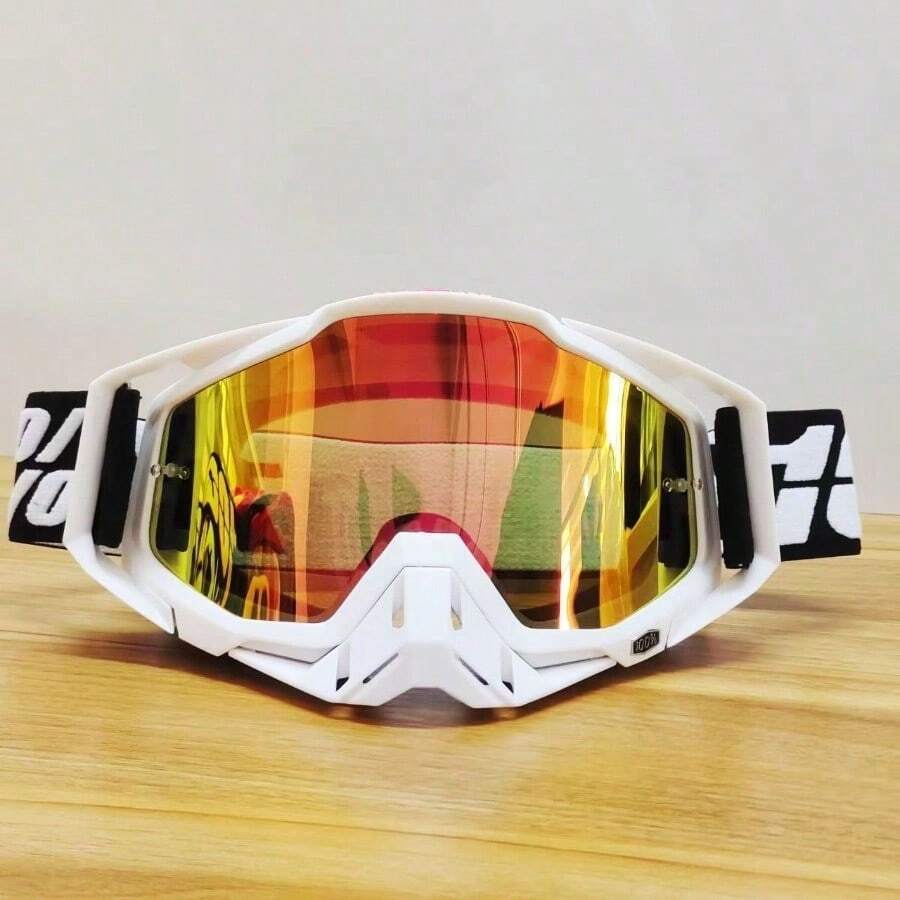 "2025 Sports Riding Goggles, 100% Full Frame PC Protective Eyewear, Anti-Dust Windproof Outdoor Cycling Glasses For Men And Women - R20全白-防紅膜 - 查看 1