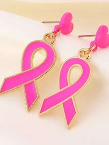 1 Paar rosa Schleifenohrringe, bedeutungsvolles Design für Brustkrebs-Bewusstsein, geeignet für den täglichen Gebrauch, Festivals und Partys (OPP-Beutel-Verpackung)