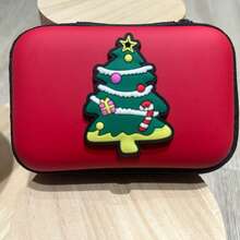 1 pièce Pochette de rangement style fermeture éclair de Noël, pour câbles, pièces de monnaie, clés, rouge à lèvres, sac de rangement multifonction, cadeau pour les amis