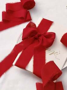 1 Rolle/3 Rollen DIY handgemachtes Quasten Stoff Geschenkverpackung Chiffon Band, 3,8 cm x 5 m Fransen Kanten Bänder, Bänder geeignet für Hochzeitseinladungen, Weihnachtsgeschenk Dekoration, DIY Basteln, Schleifen Herstellen, Hochzeitsdekoration, Brautstrauß, Geschenkverpackung, Party Dekorationen (Rot)